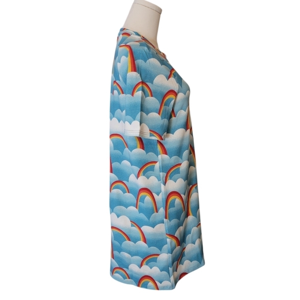 NWT Modcloth Rainbow On Cloud Nine Cotton T-Shirt Mini Dress Size Medium‎ - Picture 2 of 4